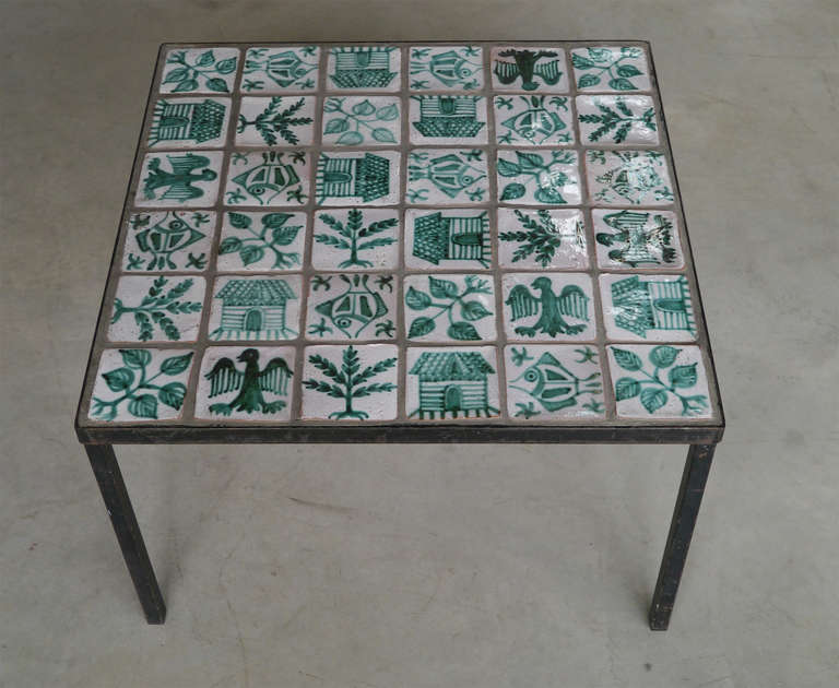 Mid-Century Modern Ceramic Low Table Attributed to Robert Picault, France, circa 1950s For Sale