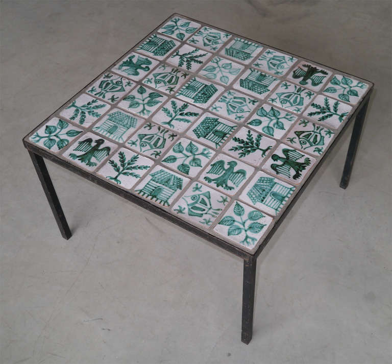 Ceramic Low Table Attributed to Robert Picault, France, circa 1950s In Excellent Condition For Sale In Saint Ouen, FR