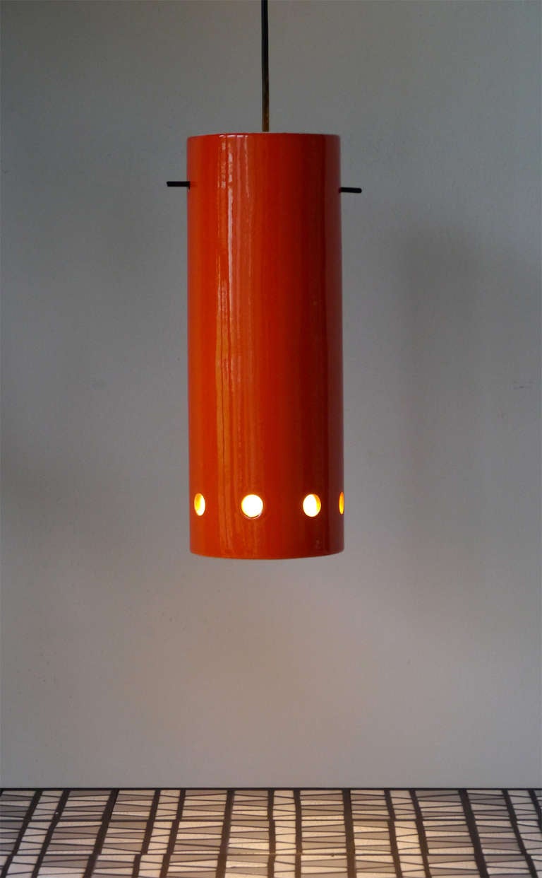 French Pendant Ceramic Light by Roger Capron, Vallauris, 1956 Design For Sale