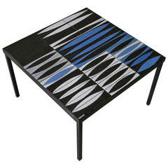 "Navettes" in Blue Low Table by Roger Capron - Vallauris, France, circa 1950