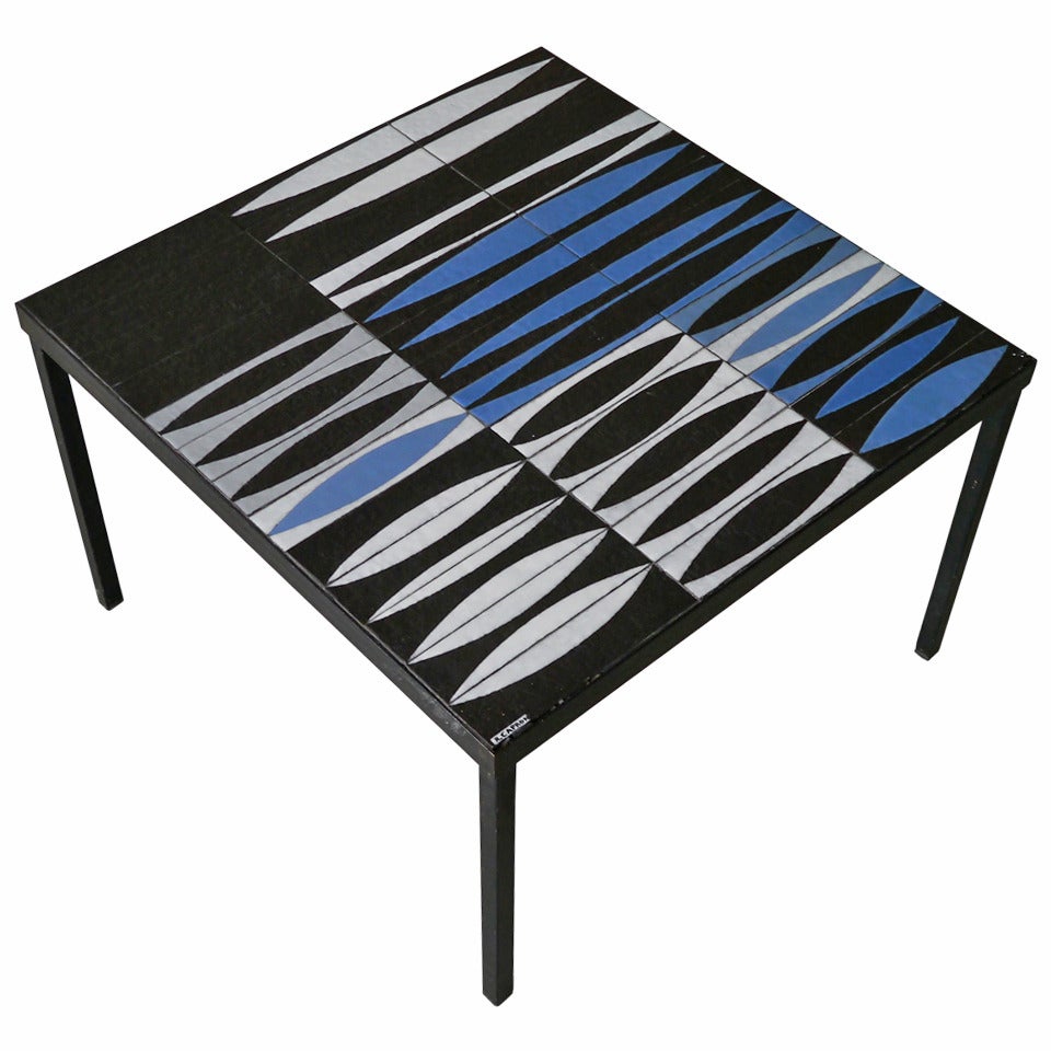 "Navettes" in Blue Low Table by Roger Capron - Vallauris, France, circa 1950