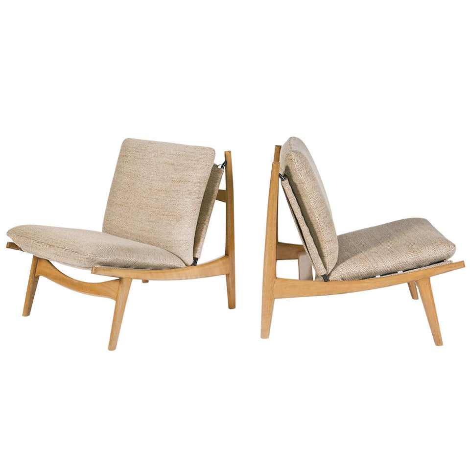 Pair of Low Seats / Chauffeuses Designed by Joseph-André Motte