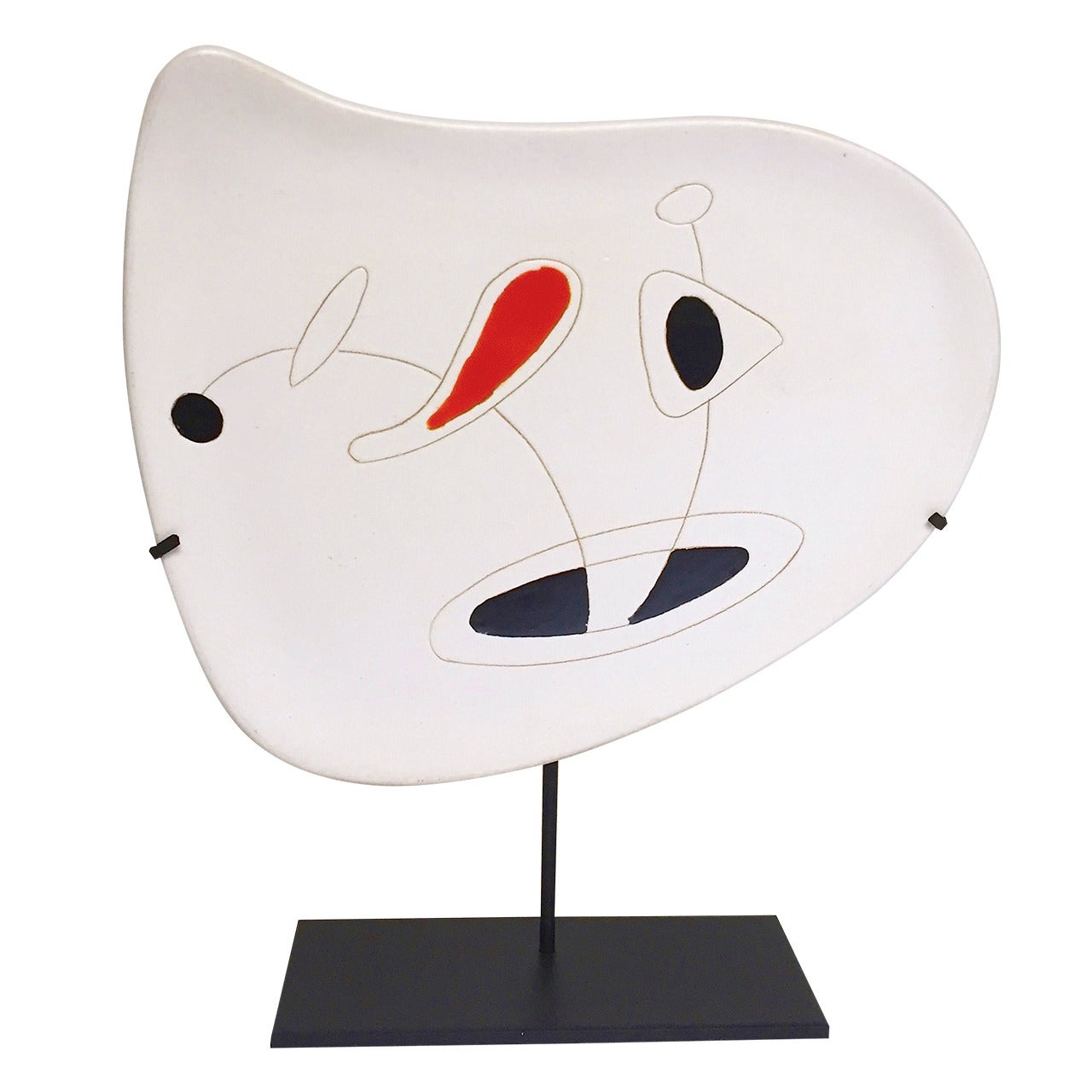 Large Ceramic Dish with Abstract Decoration by Denise and Peter Orlando