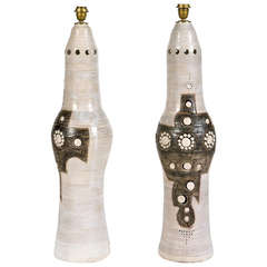 Large Pair of Ceramic Floor Lamps by Georges Pelletier