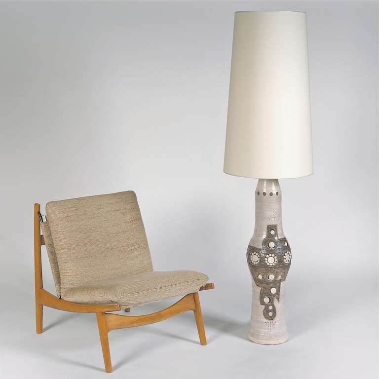 Mid-Century Modern Large Pair of Ceramic Floor Lamps by Georges Pelletier For Sale