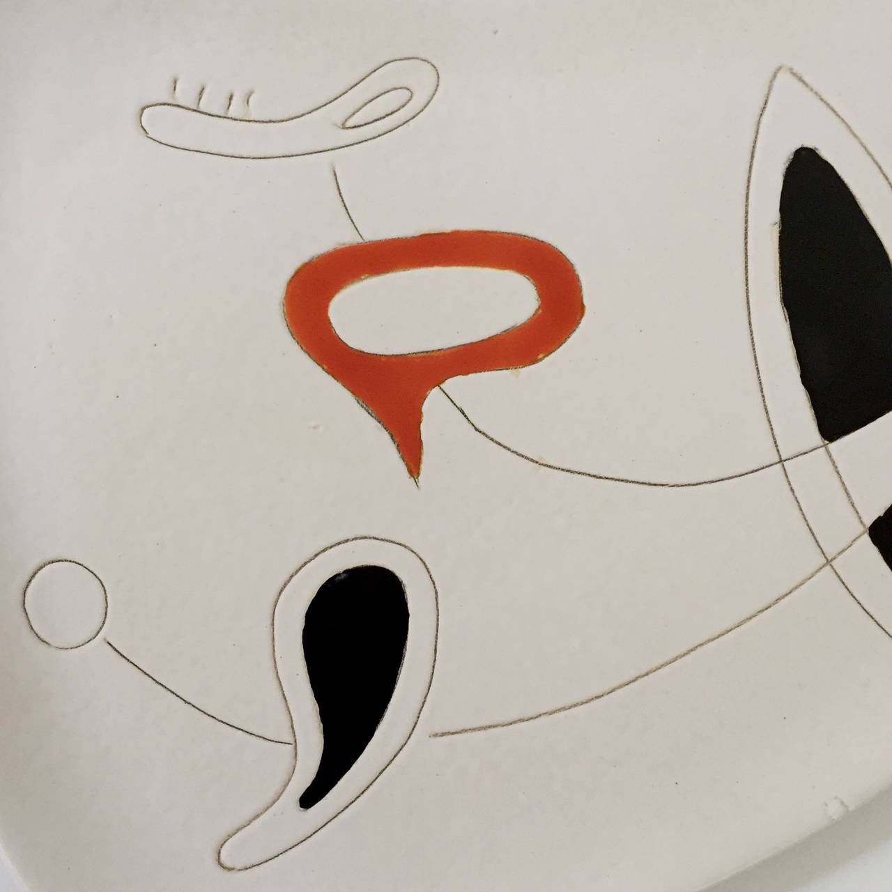 Glazed Peter Orlando Ceramic Dish with Abstract Decoration For Sale