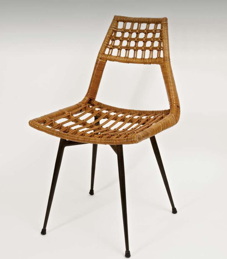 rattan and metal chair