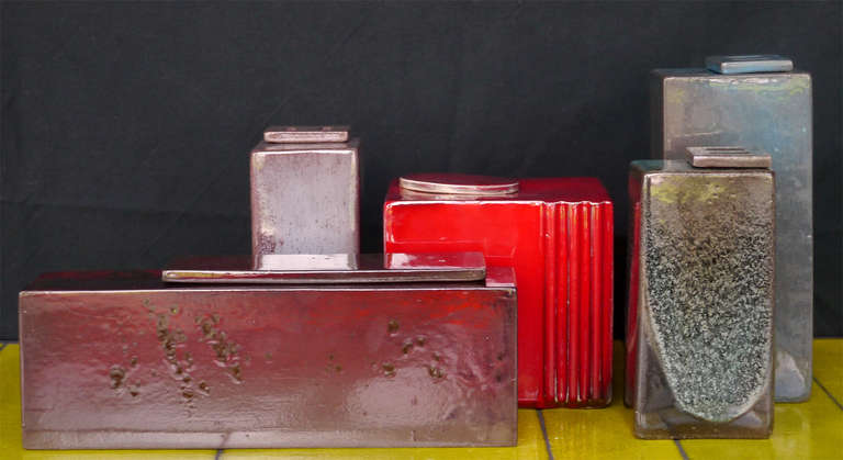 Group of Five Ceramic Boxes by Jacques Barbier, France, 1973