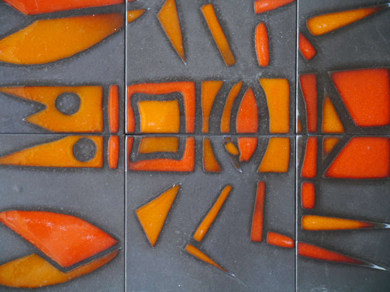 Mid-Century Modern Whole Set of Six Art Tiles by Roger Capron For Sale