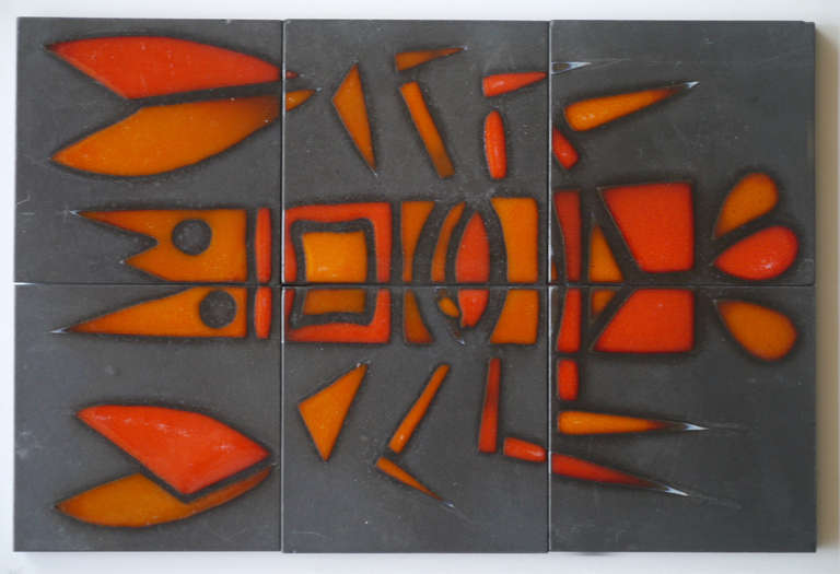 Whole Set of Six Art Tiles by Roger Capron For Sale 2