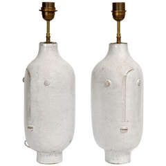 Pair of White Ceramic Table Lamps by DaLo