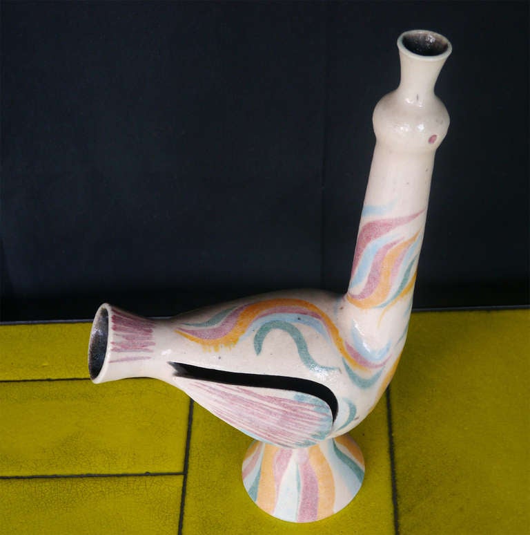 Glazed Sculptural Ceramic Bird by Accolay, circa 1960 For Sale
