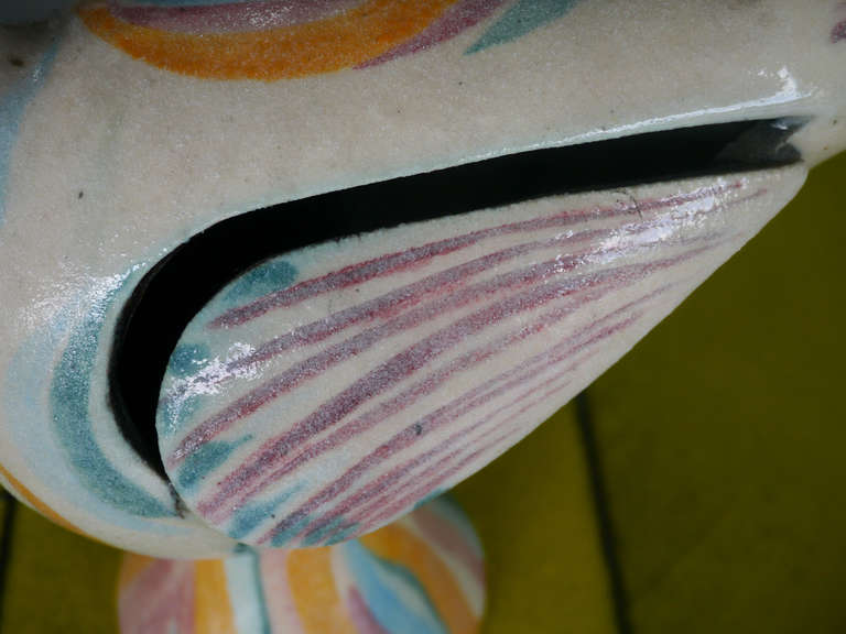 Sculptural Ceramic Bird by Accolay, circa 1960 In Excellent Condition For Sale In Saint Ouen, FR