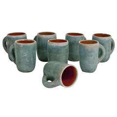 Vintage Set of Ceramic Mugs by Les 2 Potiers (deux Potiers)