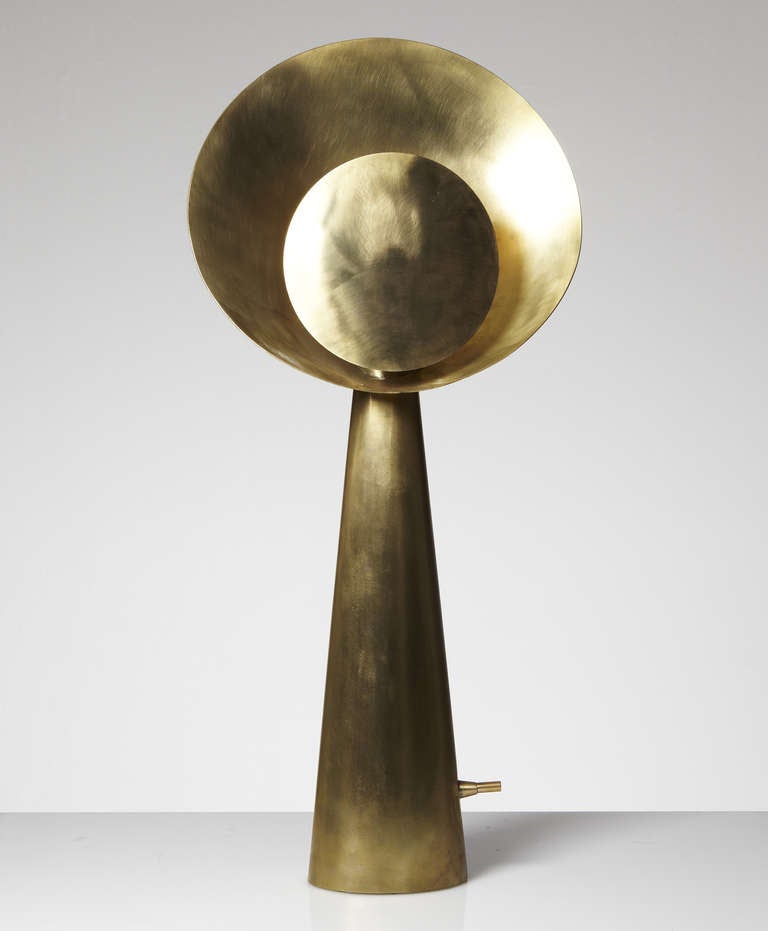 French Reflector Lamp in Golden Brass