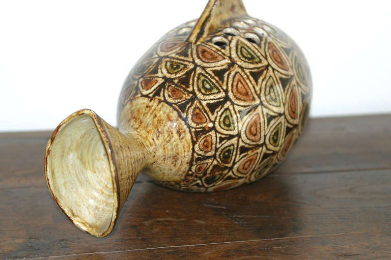 Mid-Century Modern Rare 1960s Ceramic Fish Vase by Jean-Claude Malarmey, Vallauris For Sale