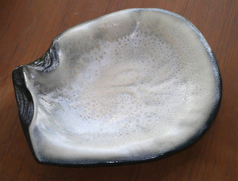 Glazed Great Shell Bowl by Pol Chambost, France, circa 1950