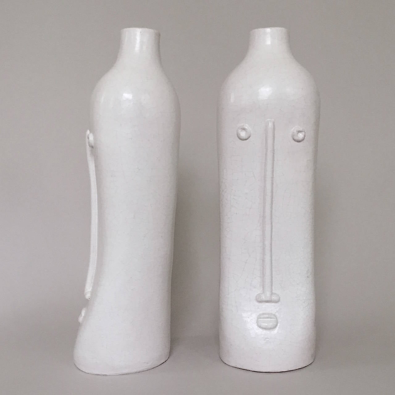 Glazed Large Pair of Ceramic Lamp Bases Signed by DaLo