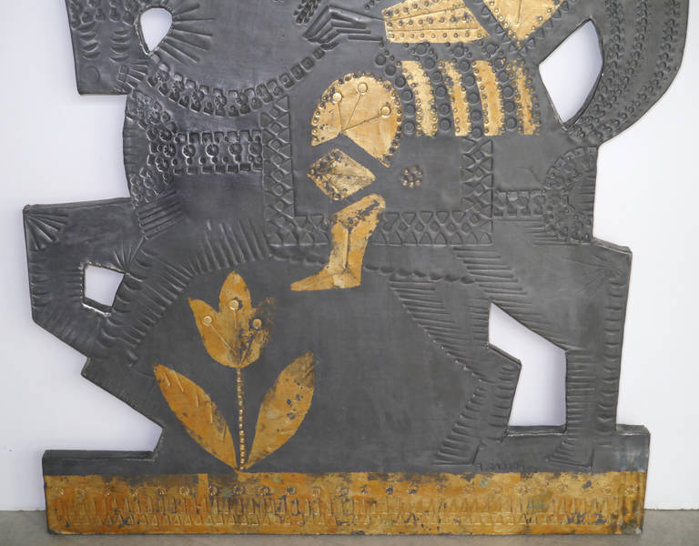 Lead Decorative Panel by Roger Capron and Jean Derval, France, circa 1970 In Good Condition For Sale In Saint Ouen, FR