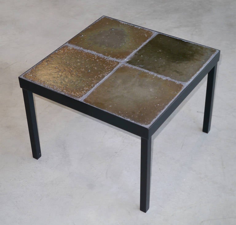 French 1960s Italian Glazed Lava Low Table For Sale