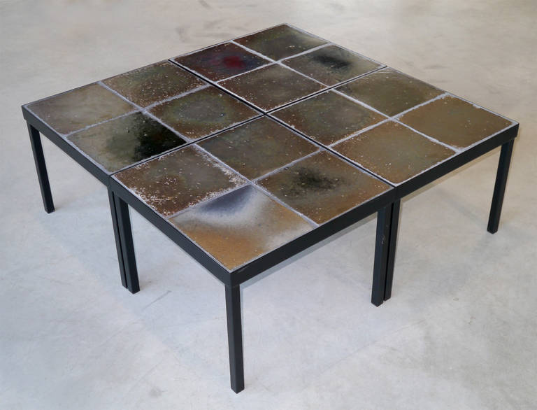 Mid-20th Century 1960s Italian Glazed Lava Low Table For Sale