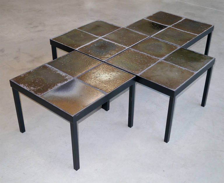 1960s Italian Glazed Lava Low Table For Sale 1