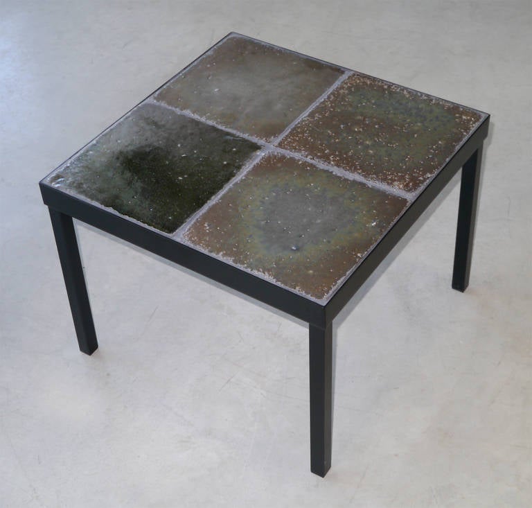 1960s Italian Glazed Lava Low Table For Sale 4