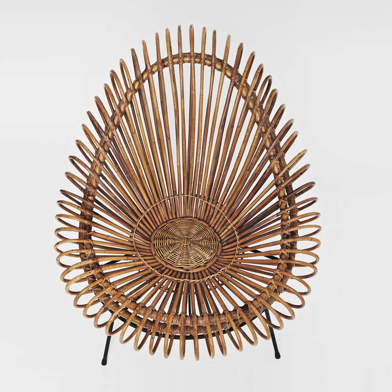Mid-Century Modern Bamboo and Rattan Lounge Chair In The Style of Janine Abraham & Dirk-Jan Rol