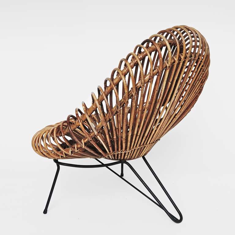 Bamboo and Rattan Lounge Chair In The Style of Janine Abraham & Dirk-Jan Rol In Good Condition In Saint Ouen, FR