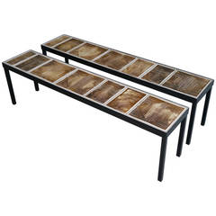 Two Exceptional Sandstone Sofa Tables by Roger Capron, France, circa 1980