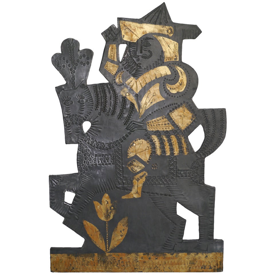 Lead Decorative Panel by Roger Capron and Jean Derval, France, circa 1970 For Sale