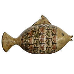 Rare vase poisson en céramique des années 1960 par Jean-Claude Malarmey, Vallauris