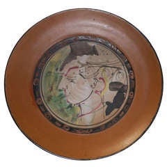 Assiette décorative Gilbert Portanier, Vallauris, datant d'environ 1950