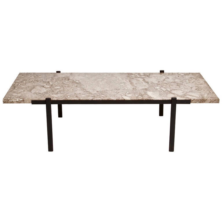 Large Mid Century Marble Top Coffee Table at 1stDibs