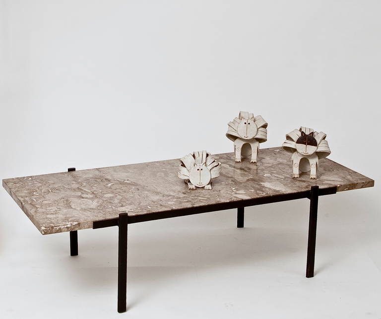 Large Mid Century Marble Top Coffee Table at 1stdibs