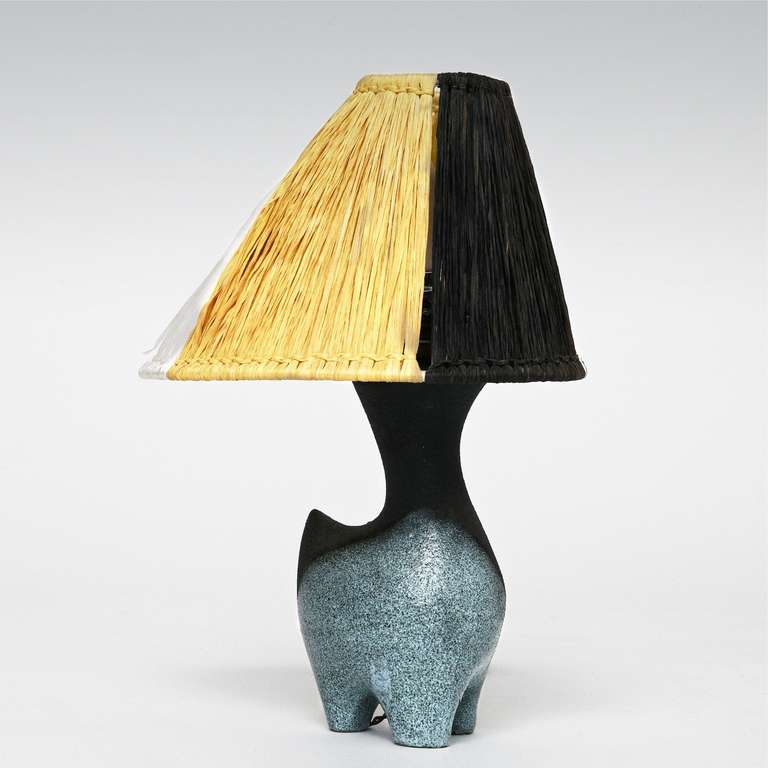 Mid-Century Modern Ceramic Table Lamp by Gilbert Valentin