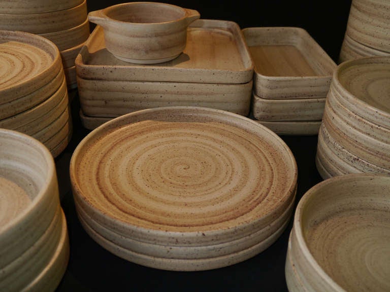 Mid-Century Modern Stackable Faience Dinnerware by Niderviller - France circa 1970
