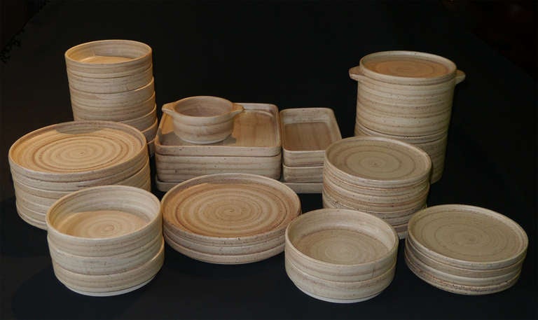 Late 20th Century Stackable Faience Dinnerware by Niderviller - France circa 1970