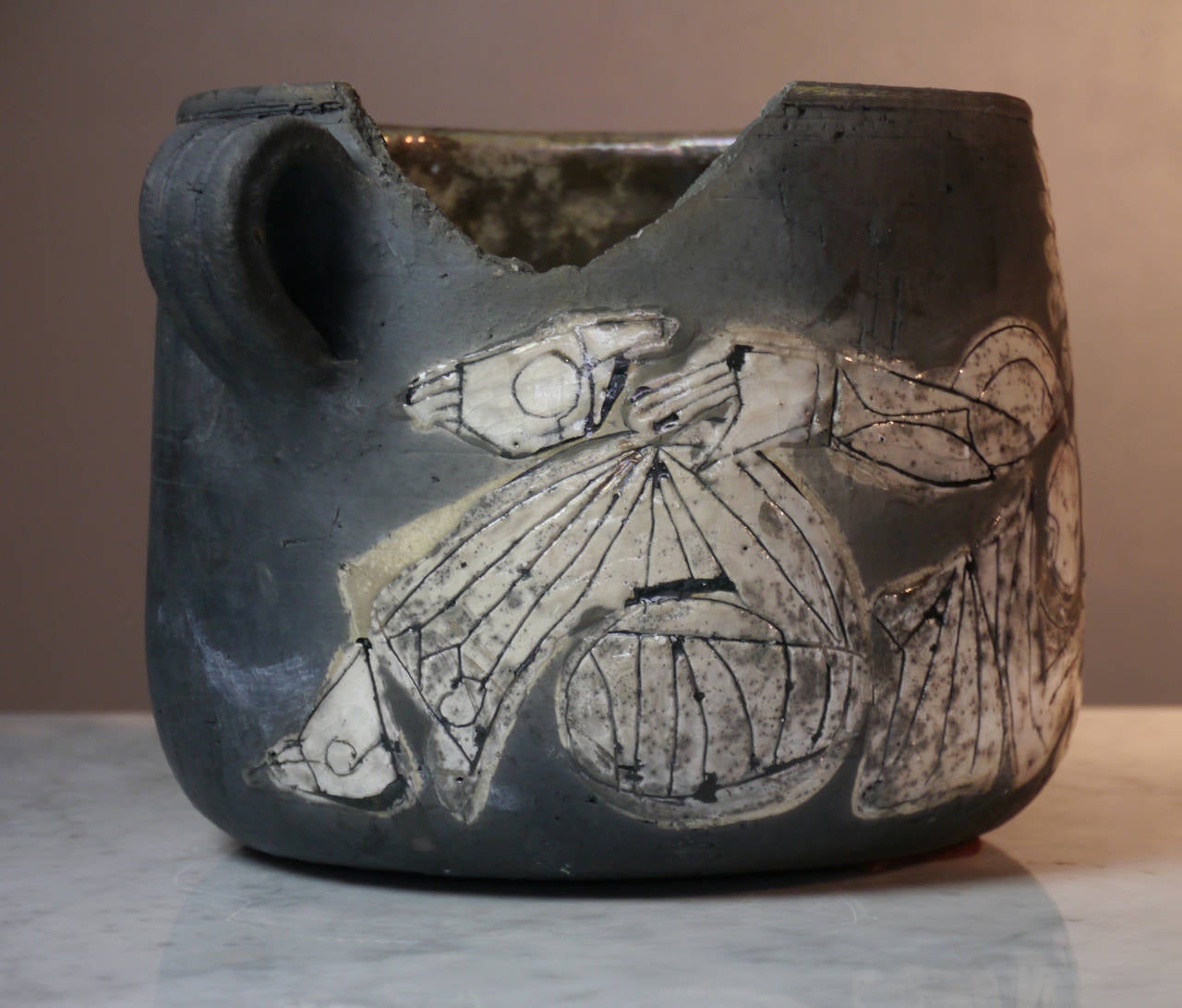 Late 20th Century Exceptional Raku Work by Roger Capron, Vallauris, 1997 For Sale