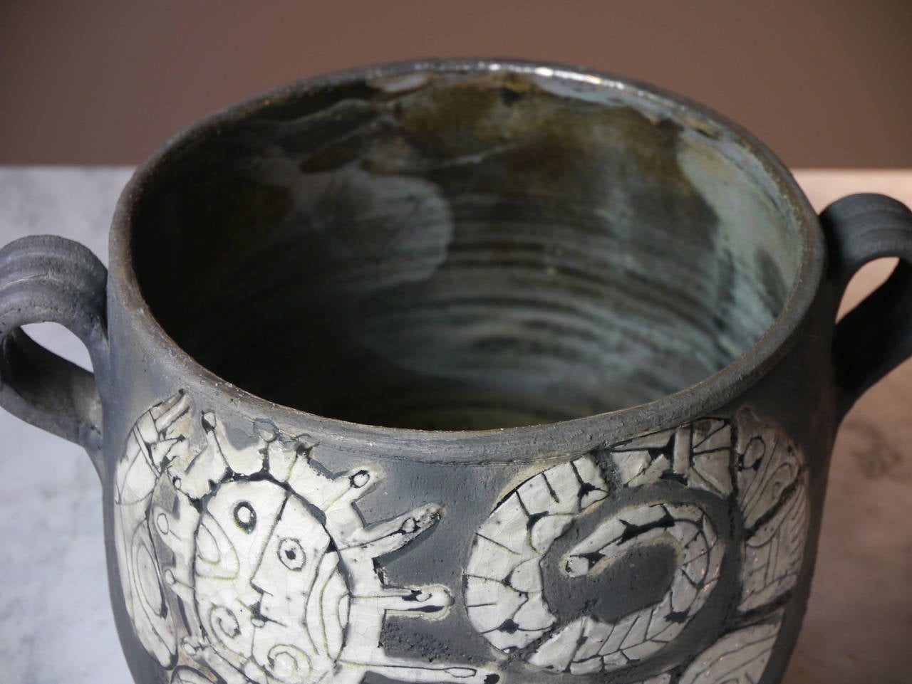 Late 20th Century Roger Capron - Exceptional Raku Work - Vallauris France - dated 1997 For Sale