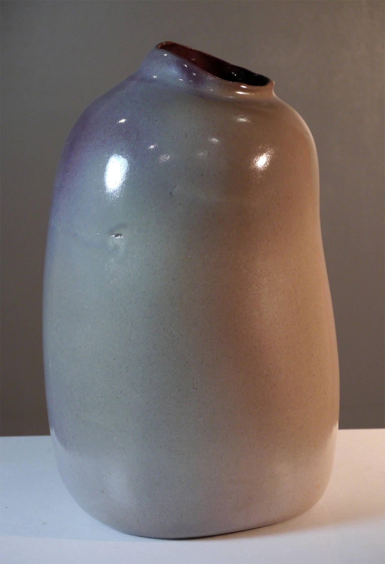 French Biomorphic Purple Vase by Jacques Barbier, 1982 For Sale