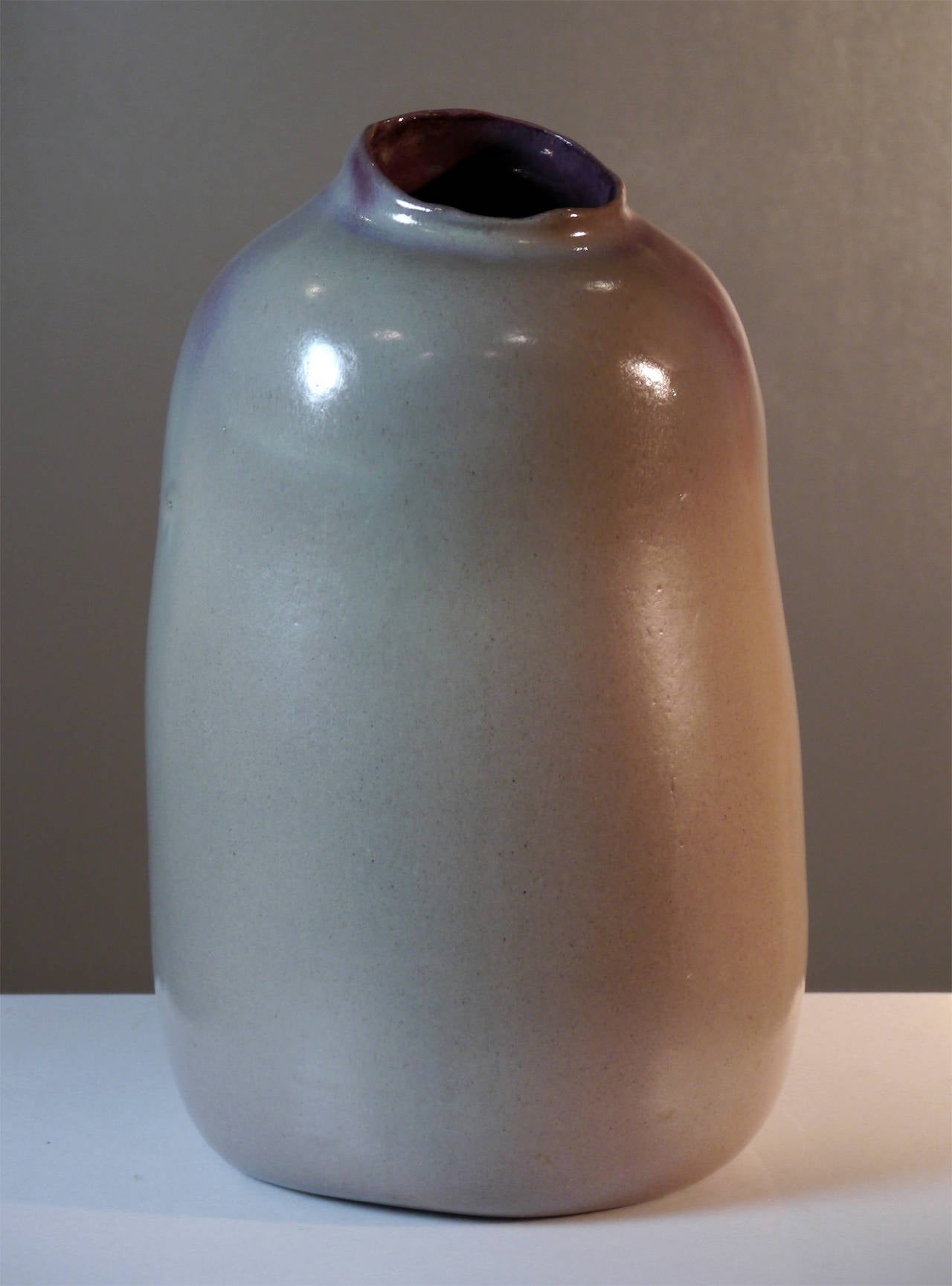 Ceramic Biomorphic Purple Vase by Jacques Barbier, 1982 For Sale