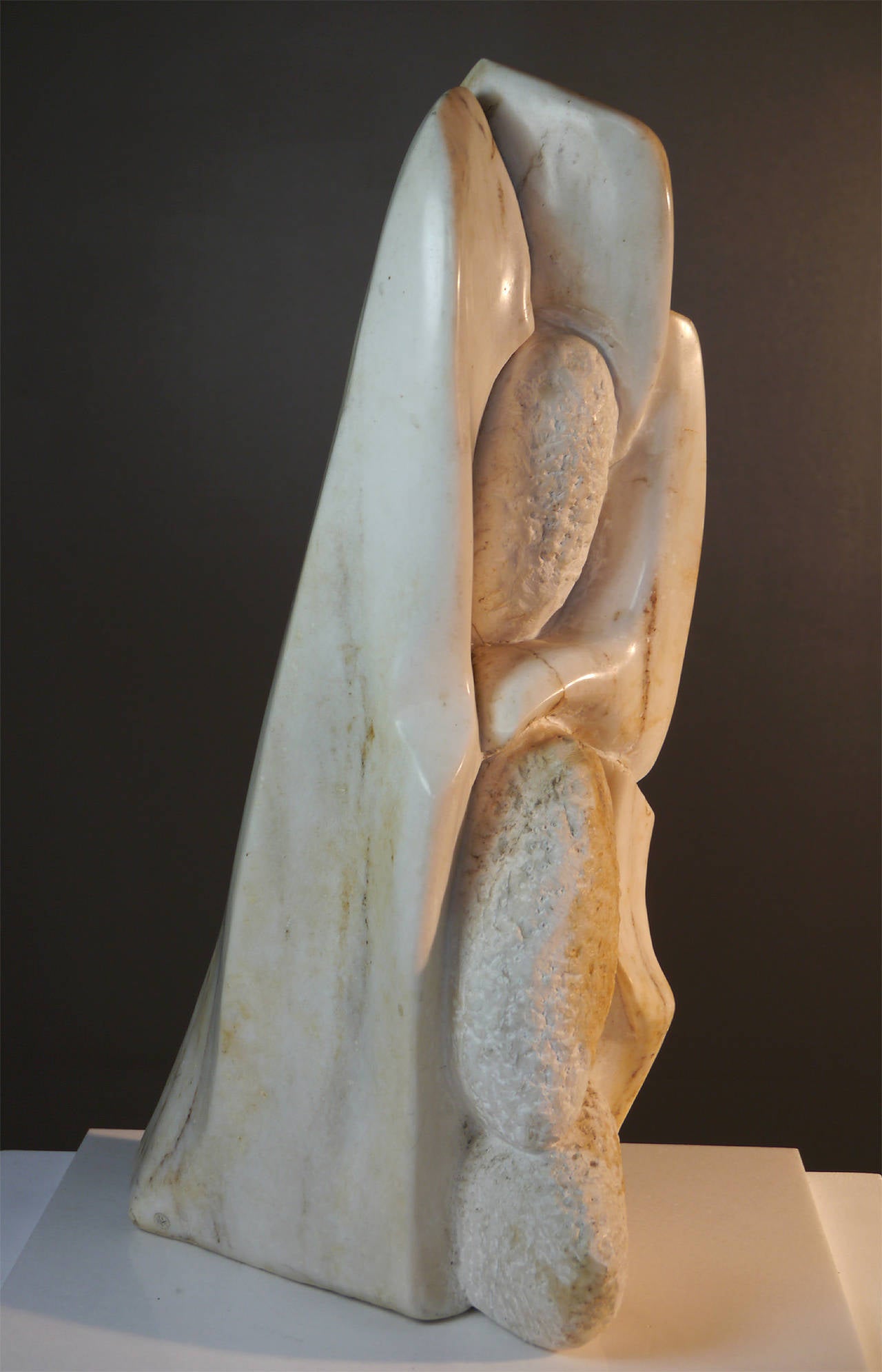 French Biomorphic Marble Sculpture by Josette Barbier, 1985 For Sale