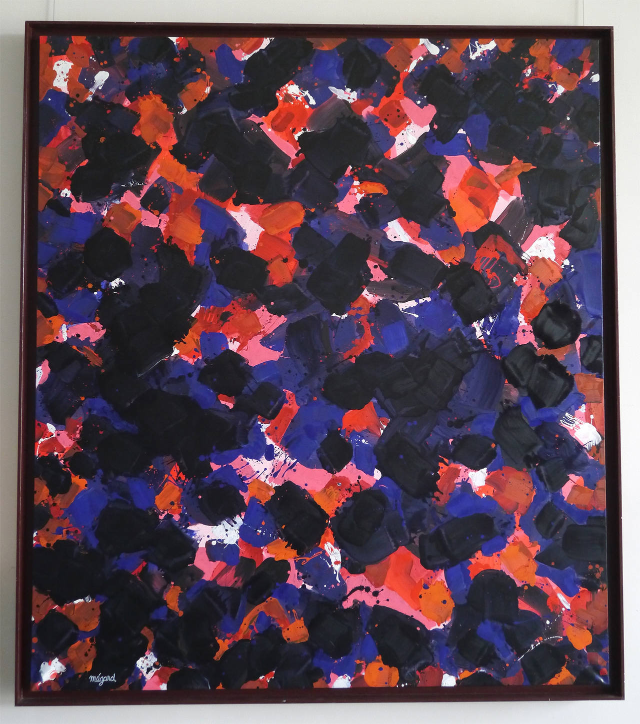 Large Abstract Painting by Jean Megard, circa 1980 For Sale 2