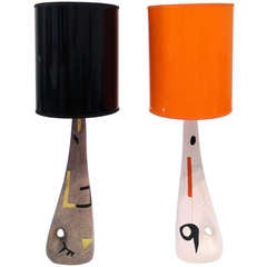 Mid 20th Century Ceramic Table Lamps, by Denise & Peter Orlando