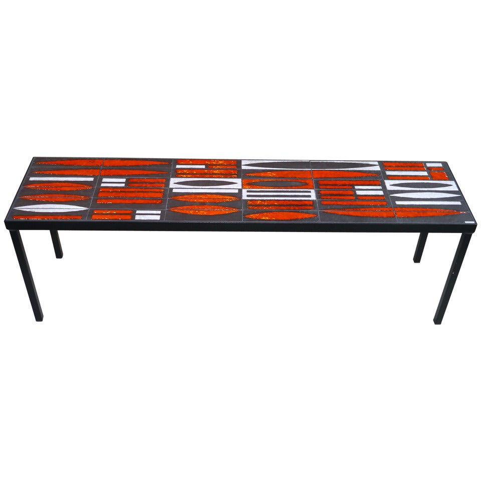 Coffee Table Signed Roger Capron, circa 1950 For Sale