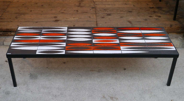 Coffee Table with Roger Capron Tiles, circa 1960 For Sale 1