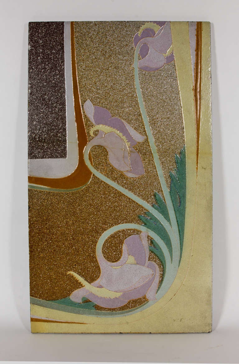 Hector Guimard for Maison Coilliot / Art Nouveau glazed lava tile 1898 For Sale 2