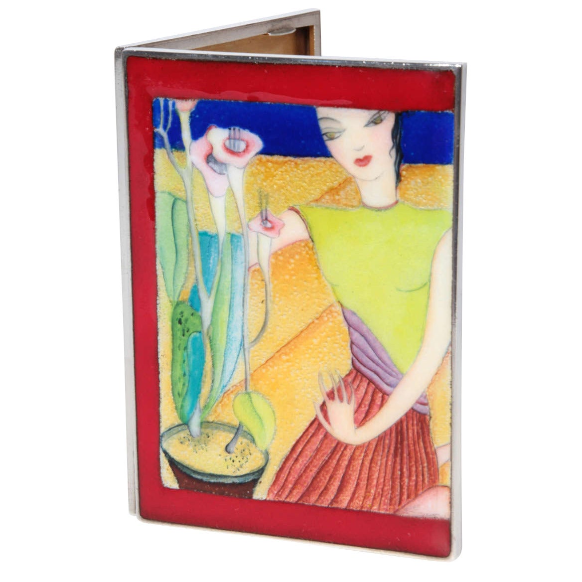 Paul Laszlo Rare Art Deco Enameled Sterling Cigarette Case c.1925 For Sale