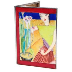 Paul Laszlo Rare Art Deco Enameled Sterling Cigarette Case c.1925